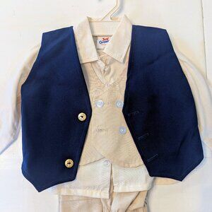 NWT VTG Sears Boys 4-Piece Suit 18M Jus’ Growin’ Blue Vest Khaki Pants Set